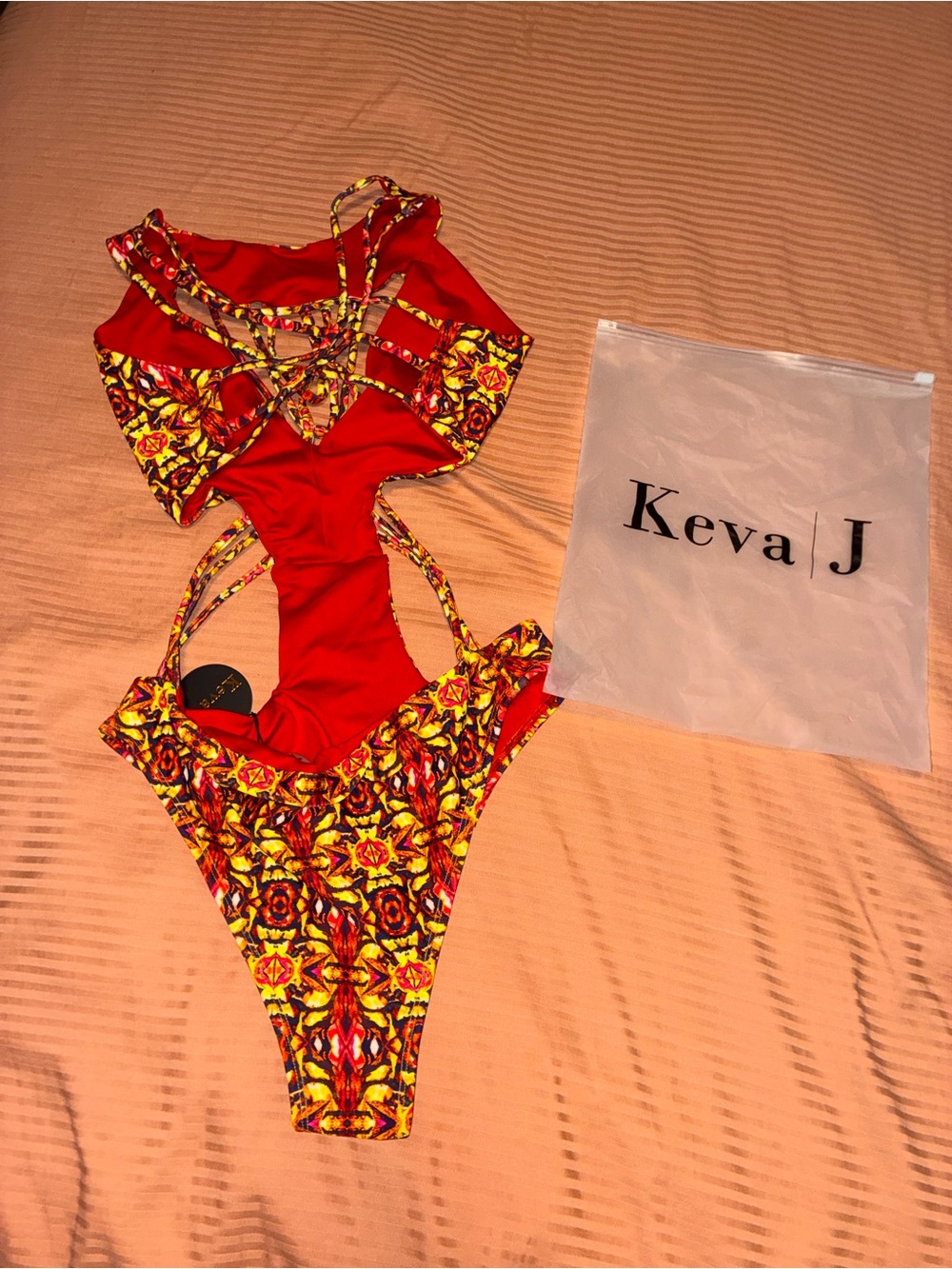 Red Floral-Print One-Piece Swimsuit Keva J